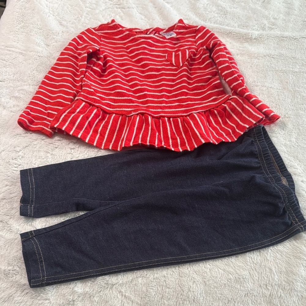 Carter's 24Months Red Striped heart set